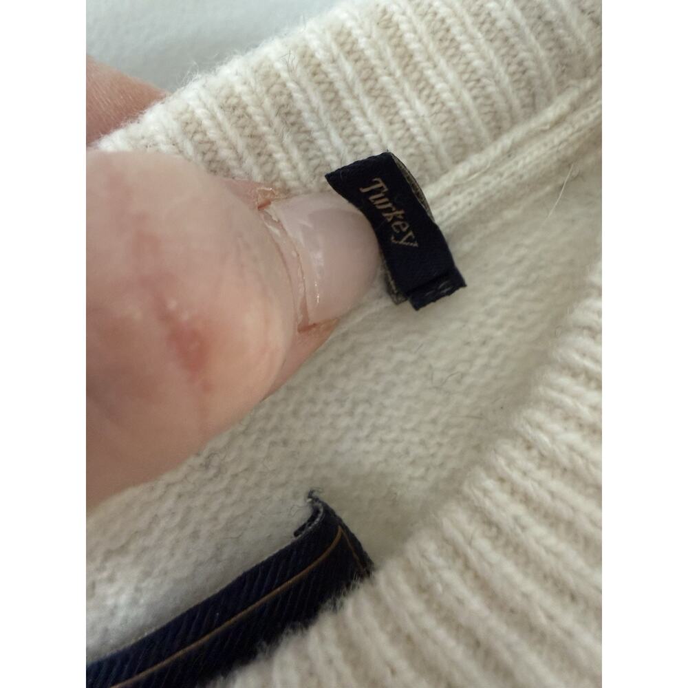 Barbour Mens Large Fits Like XL 100% Wool Sweater Fair Isle Blue White See Descr - Picture 8 of 14